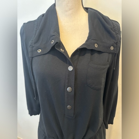 Zenergy  Chico’s Black Sporty Athleisure Dress Snap buttons SZ 1 - Picture 2 of 4